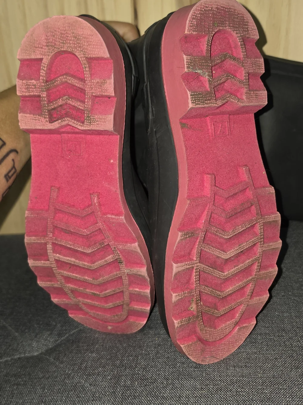 BearPaw Black Rain Boots with Pink Outsole - Women's Waterproof Tall Boots